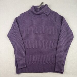 Original Nicole Miller Mock Neck Knit Sweater Womens Medium Purple Wool Blend